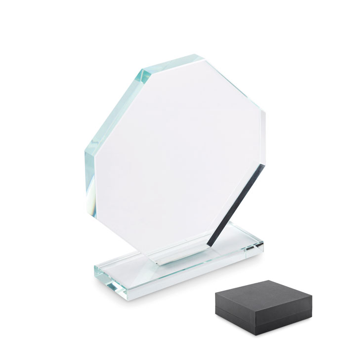 Trofeo de cristal con caja - RUMBO