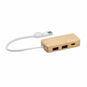 HUB USB de 3 puertos de bambú - HUBBAM