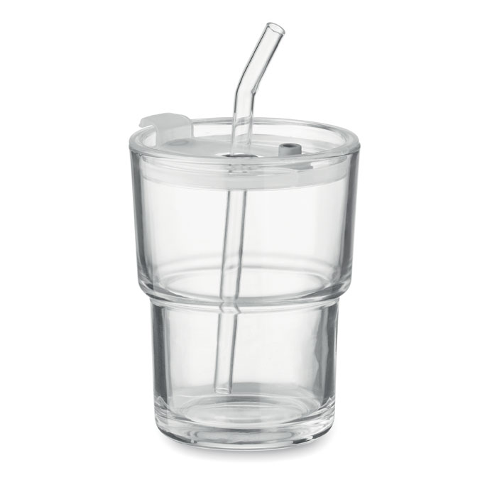 Vaso de cristal con pajita 400m - SIP