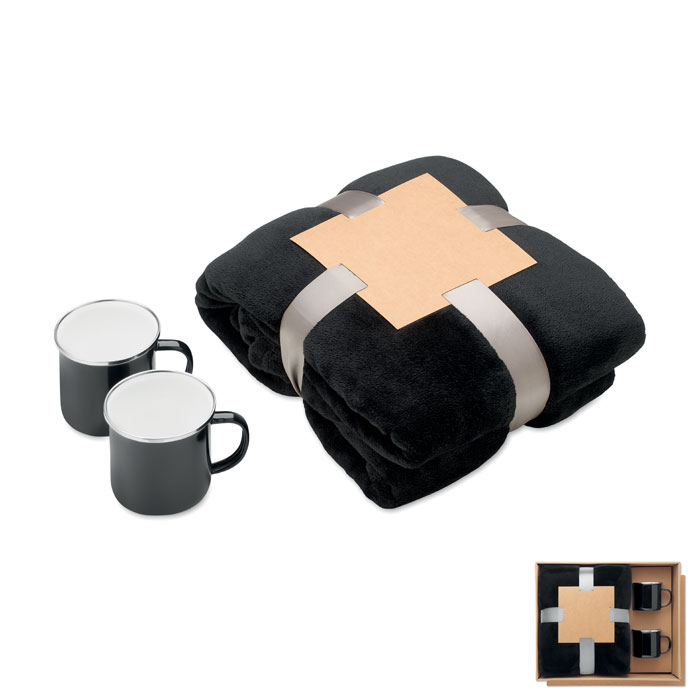 Juego de manta polar y 2 tazas - AGRADABLE Juego de manta polar y 2 tazas - AGRADABLE
